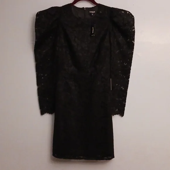 chinese dress ladies Long Sleeve Lace Dress M / Black/Nude / 02657